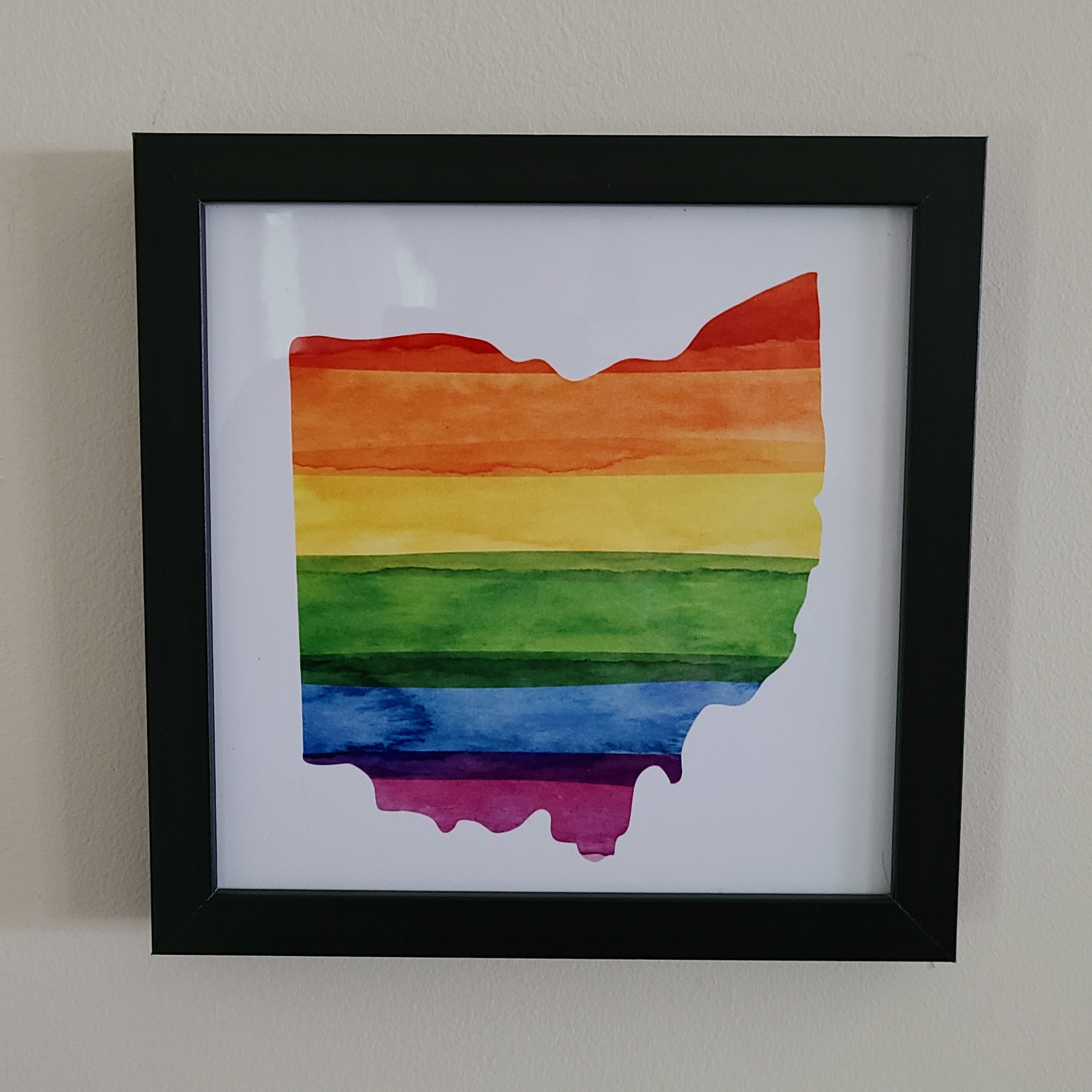 Ohio Rainbow  - Framed Eight inch Tile Black