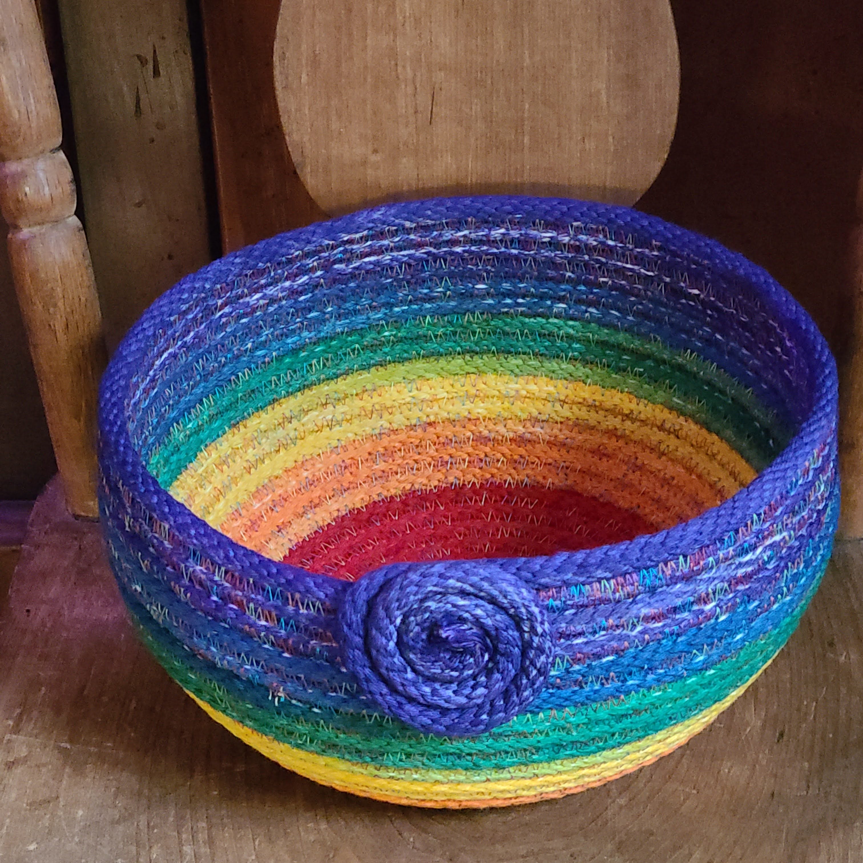 Rope Bowl hand dyed Extra Large Rainbow