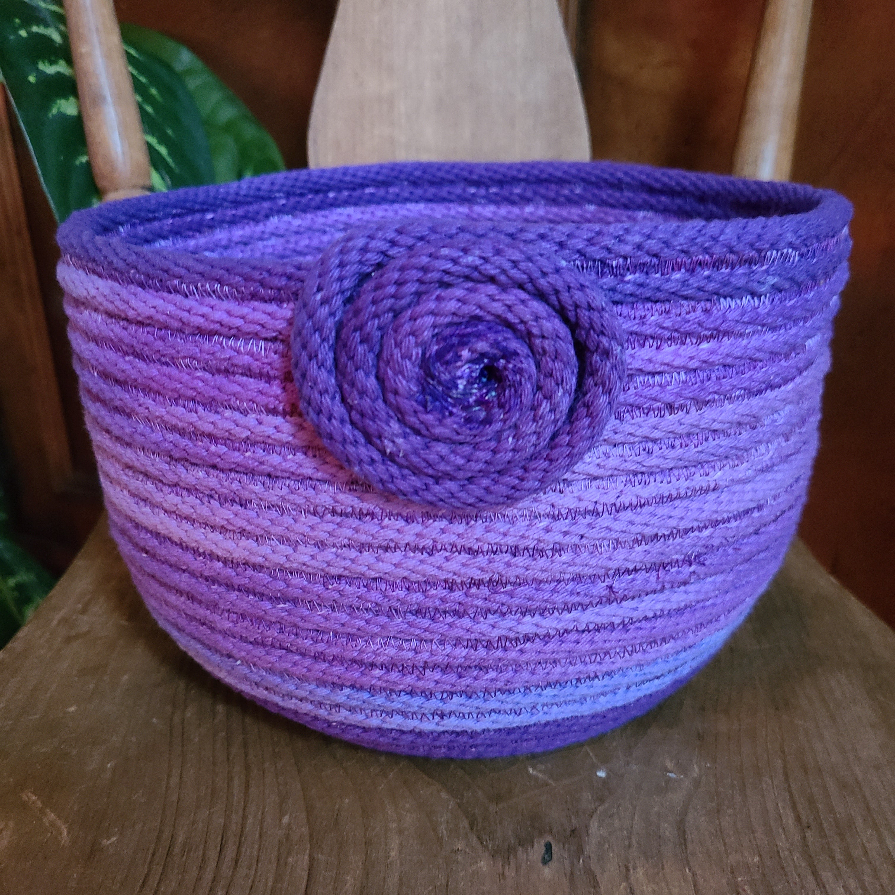 Rope Bowl hand dyed Large Purple