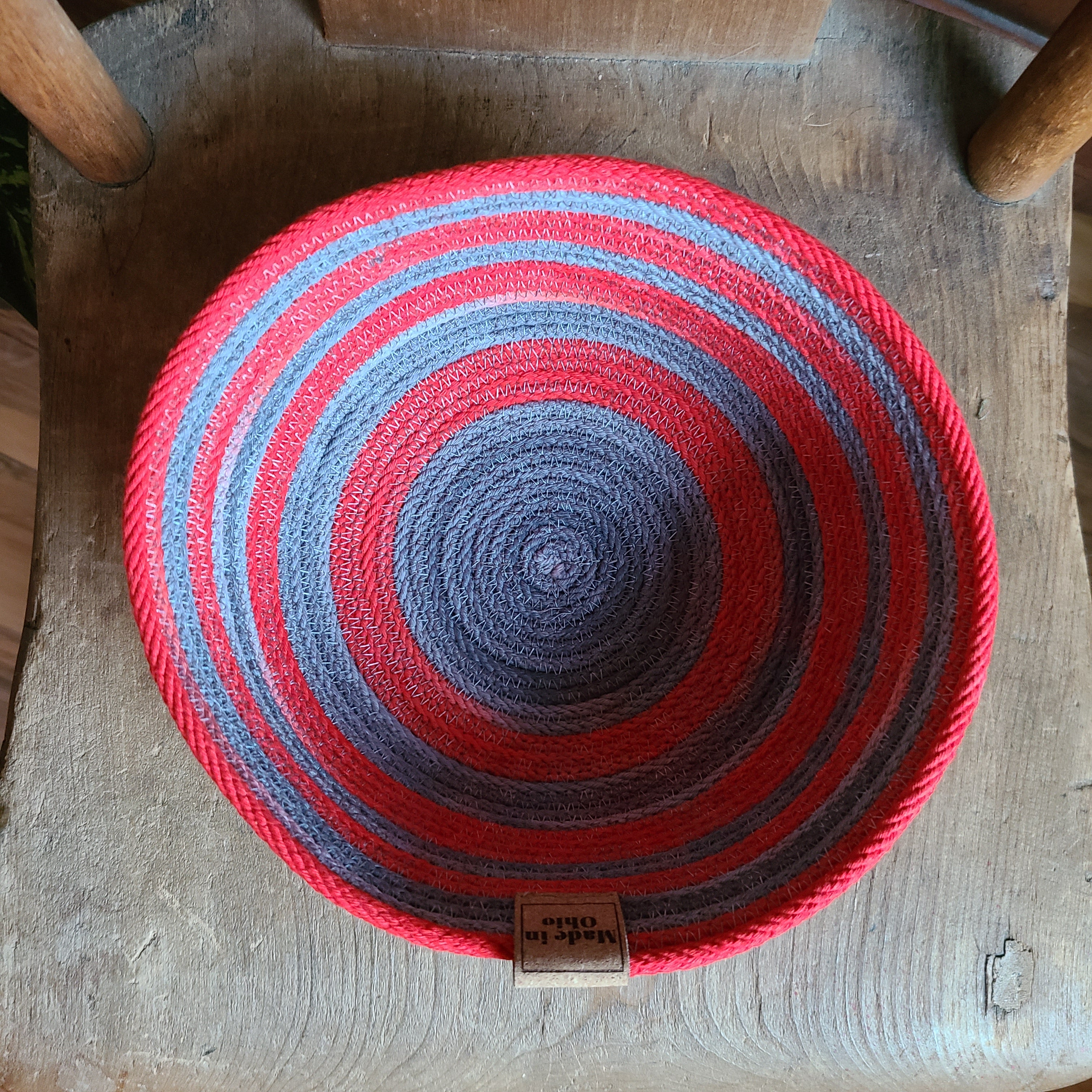 Rope Bowl hand dyed Small Scarlet and Grey