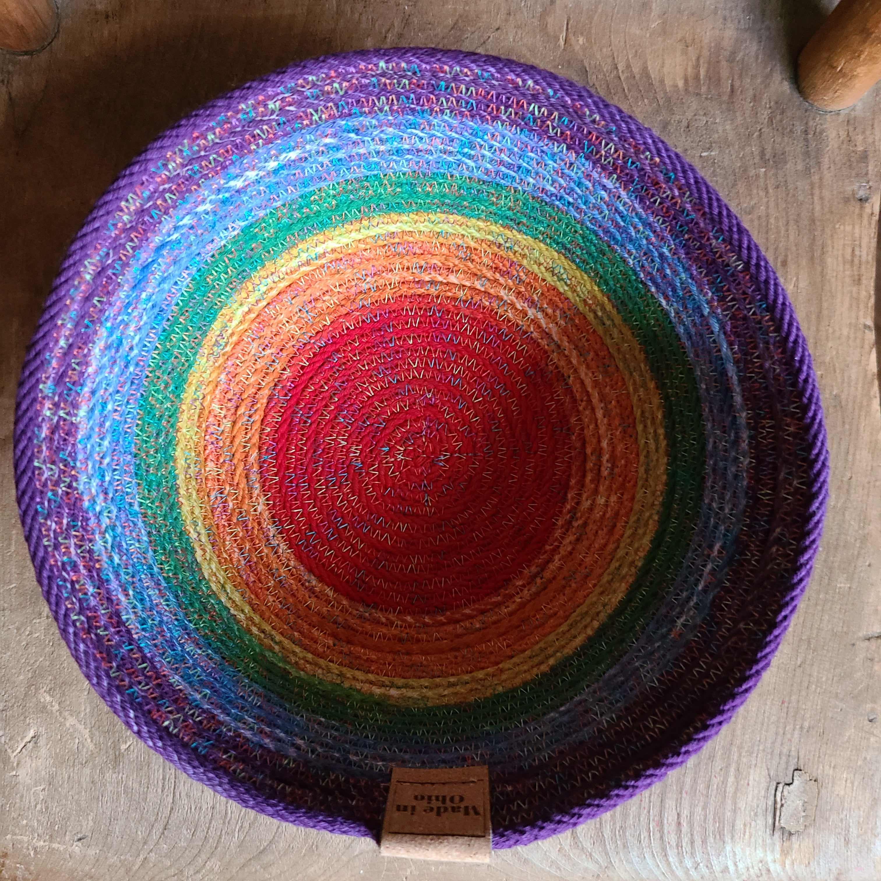 Rope Bowl hand dyed Small Rainbow