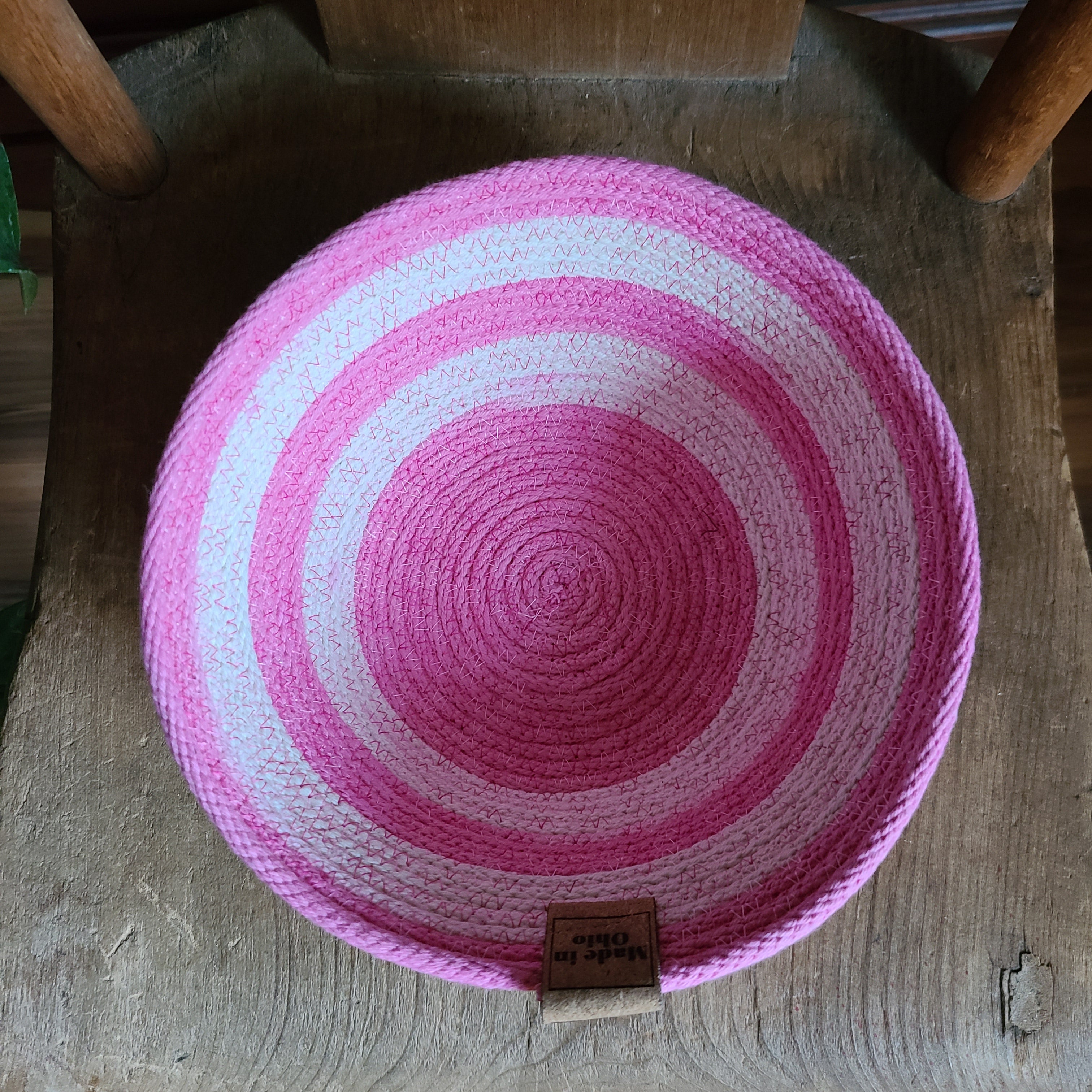 Rope Bowl hand dyed Small Pink and White