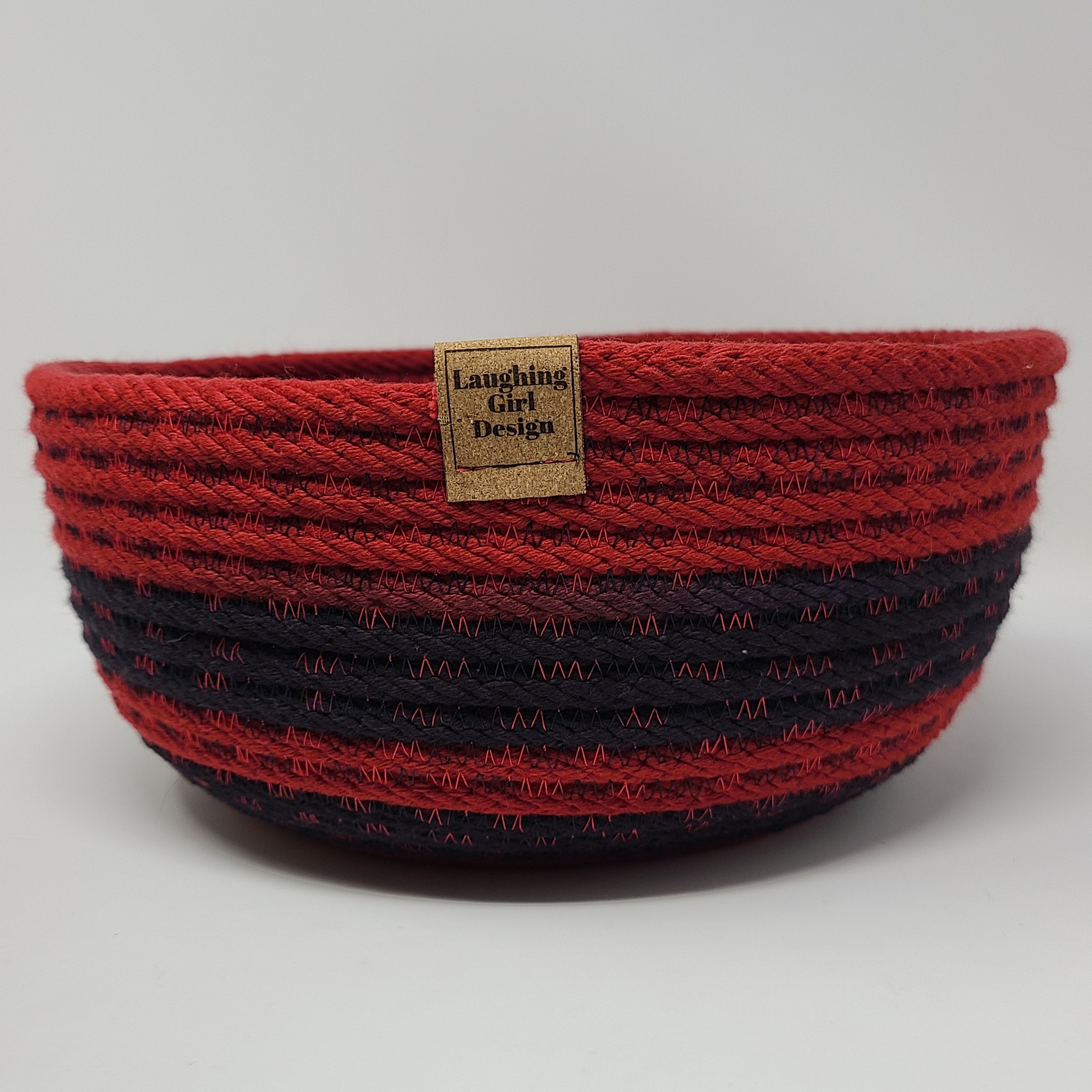 Rope Bowl hand dyed Extra Large Black and Red