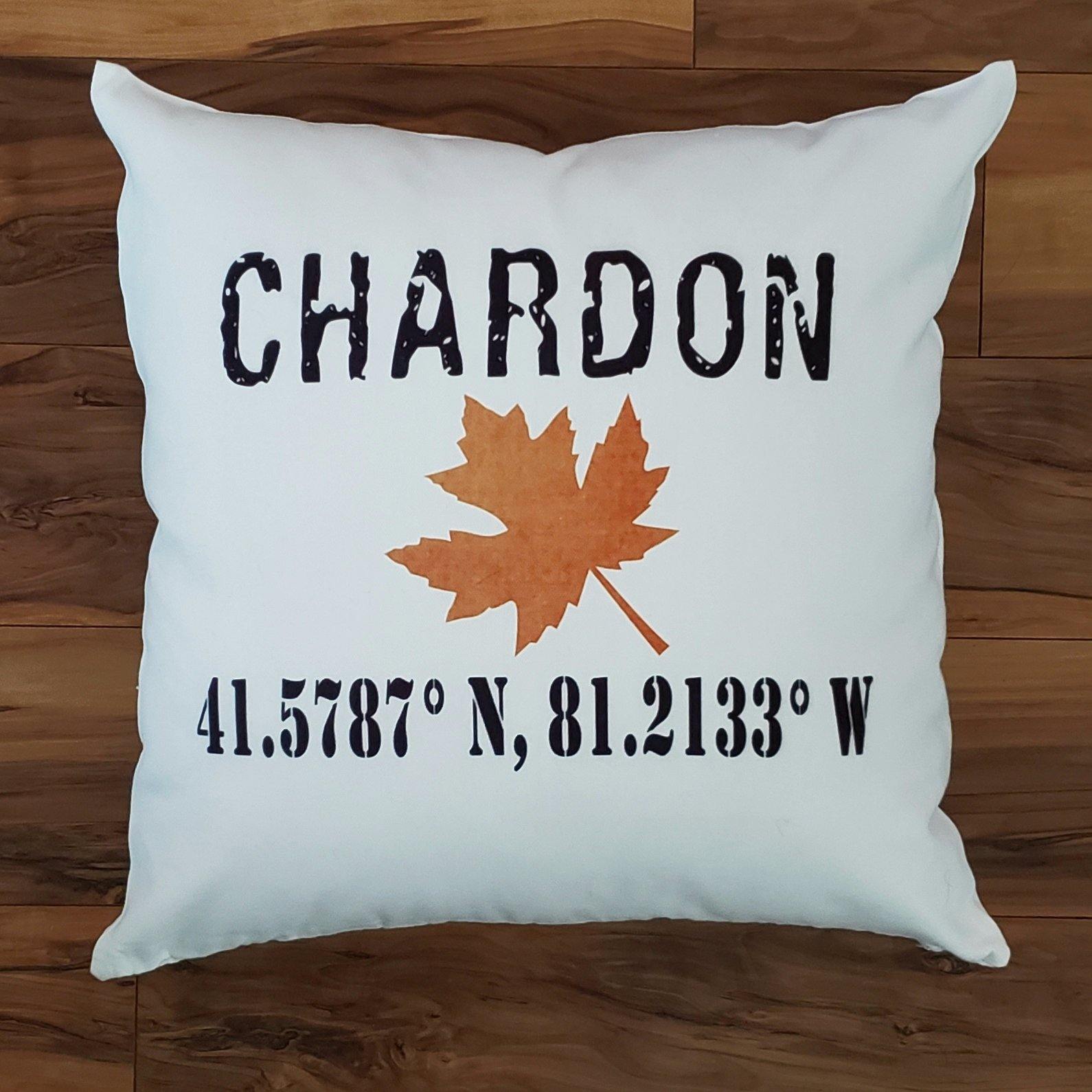 CHARDON, Ohio GPS Pillow, Longitude-Latitude