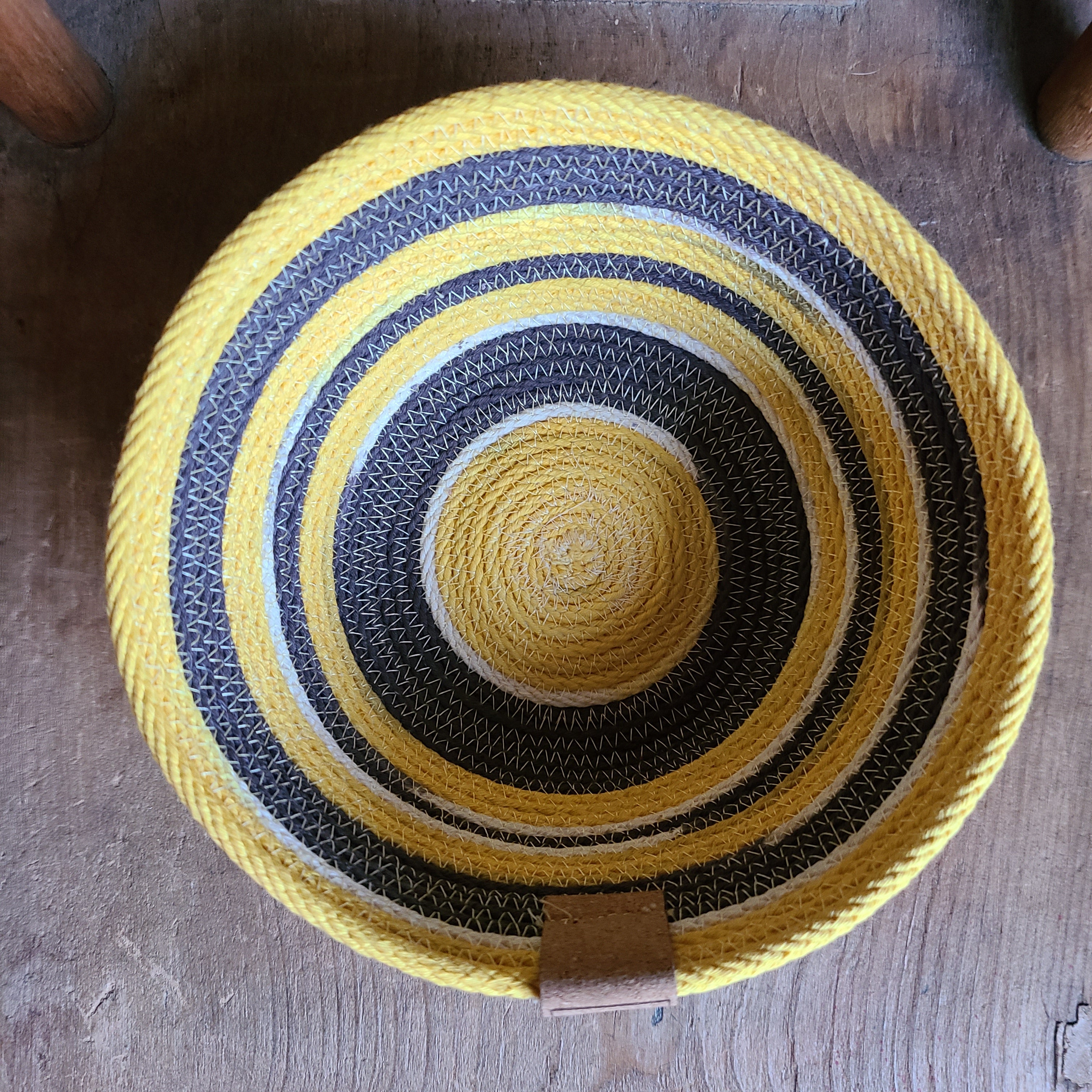 Rope Bowl hand dyed Small Black and Yellow