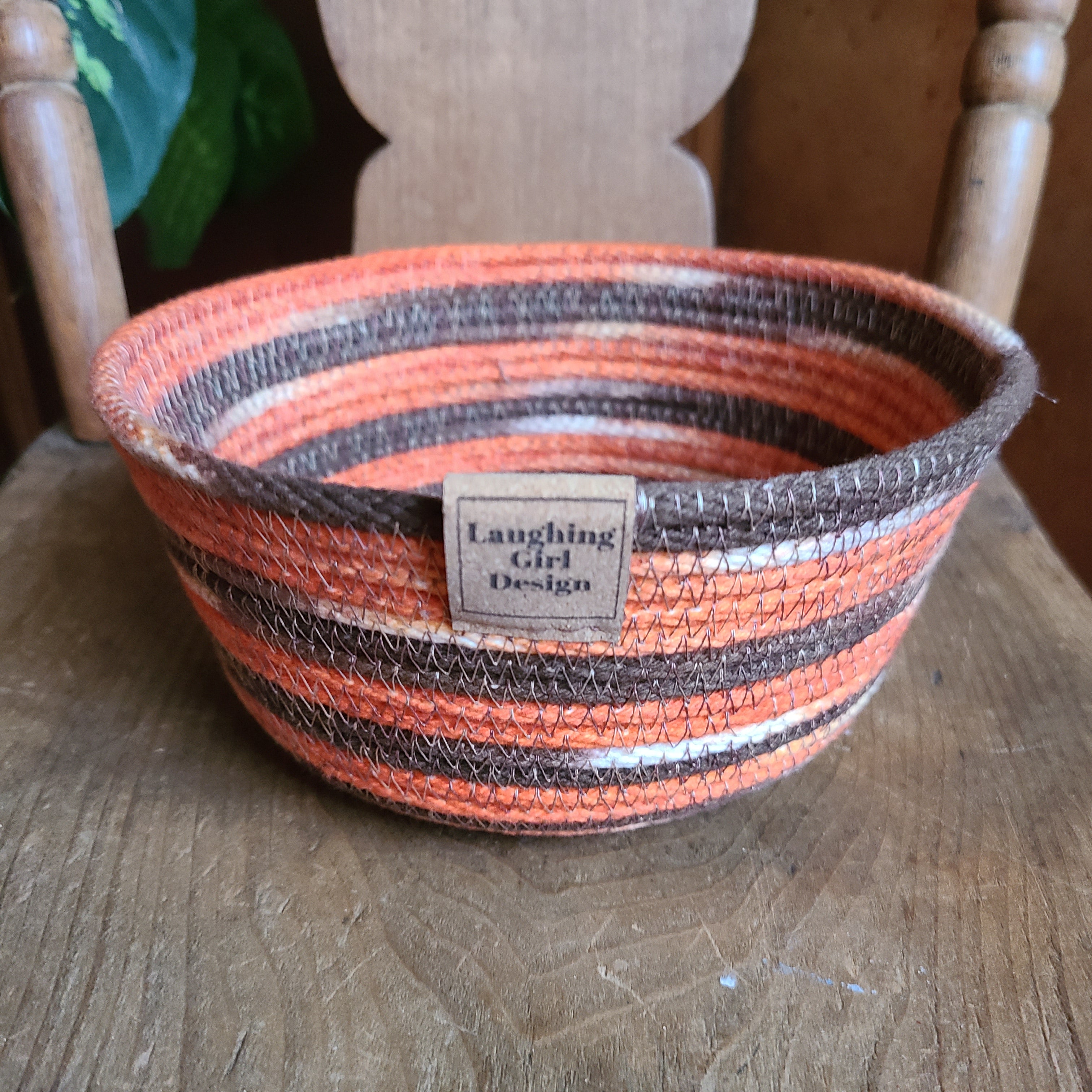 Rope Bowl hand dyed Small Brown and Orange