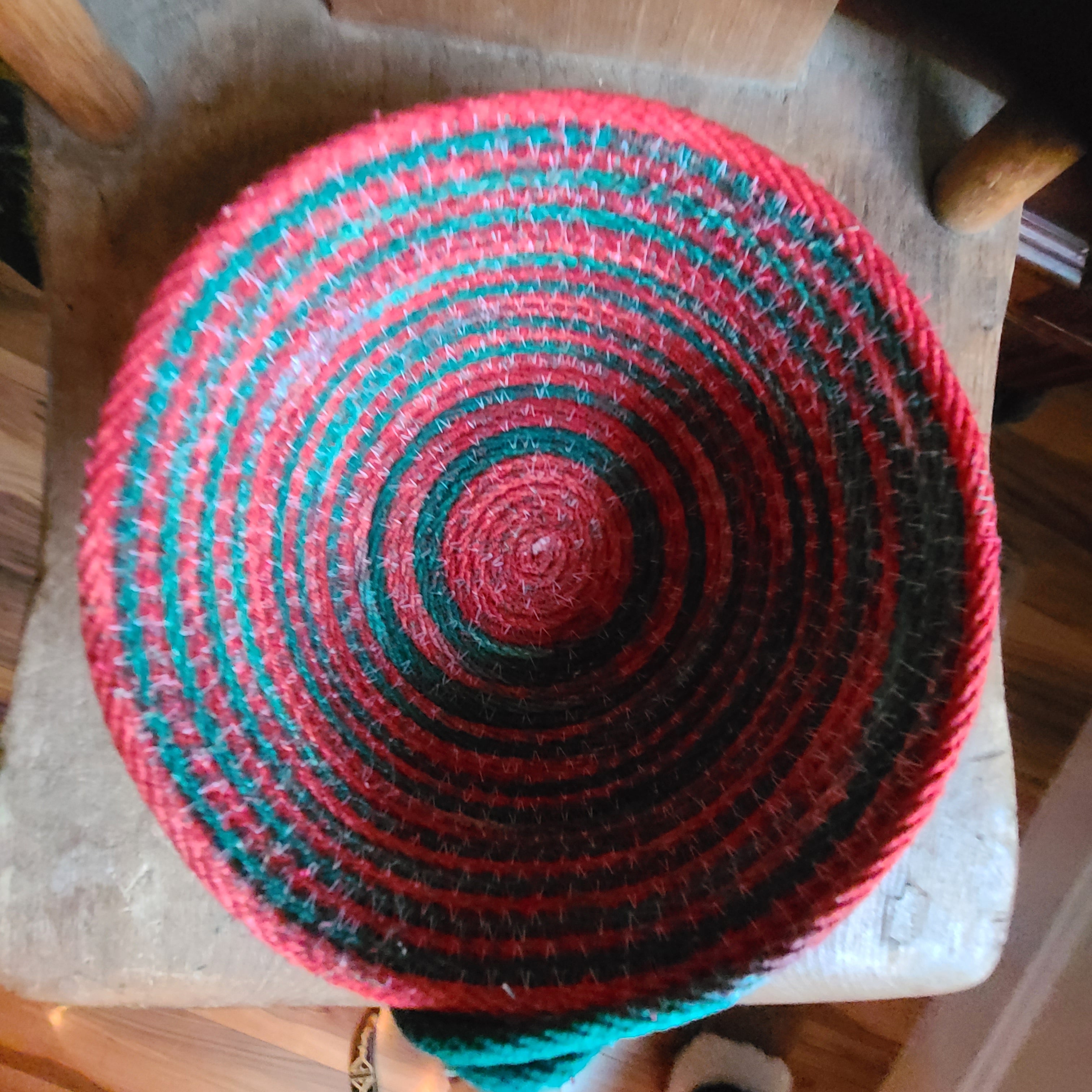 Rope Bowl hand dyed Small Red and Green