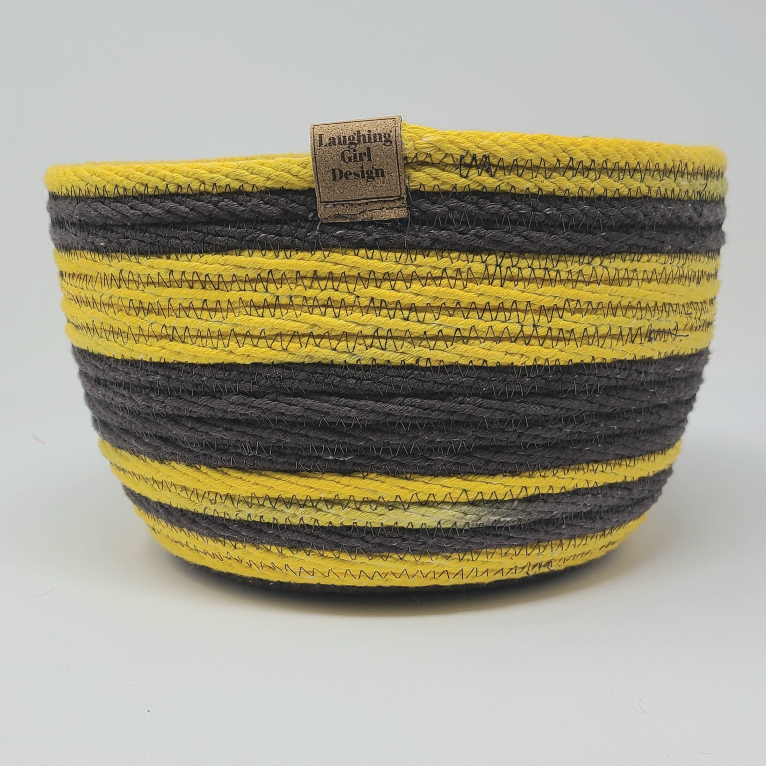 Rope Bowl hand dyed Large Black and Yellow