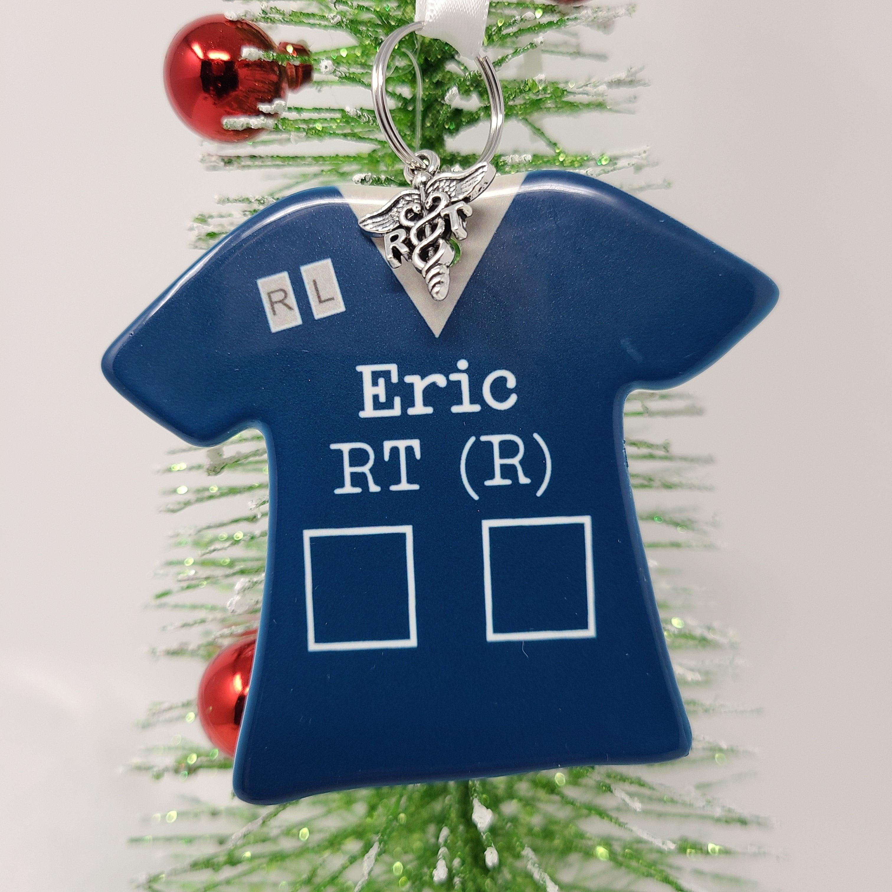 Personalized X-Ray tech ornament, Radiology technologist ornament, RT, Scrub top ornaments
