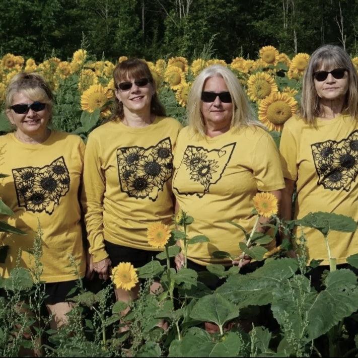 Ohio Sunflowers T Shirt Long Sleeve - Heather Mustard - Bella Canvas